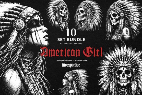 Download 10 Bundle Dark Art American Indian Skull - Indian Collection