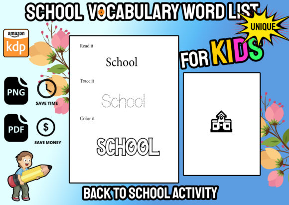 Download School Vocabulary Word Tracing Book Kdp - Tracing book Collection